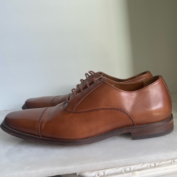 NORDSTROM MENS Emmett Plain Toe Leather Derby Shoes in Brown Ochre - Picture 1 of 11